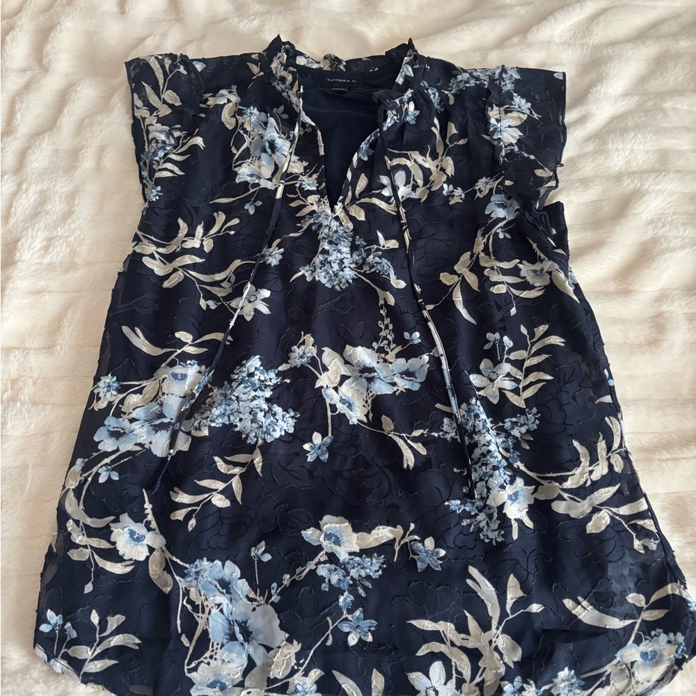 Navy Floral Women's Blouse